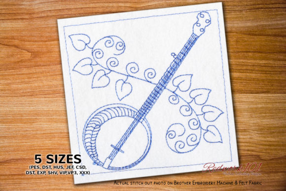 Banjo String Instrument Embroidery Design