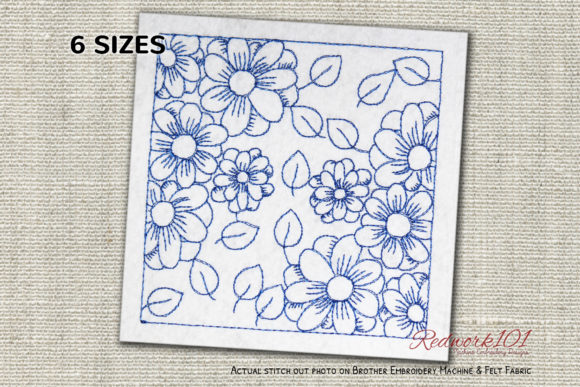 Floral Pattern Redwork