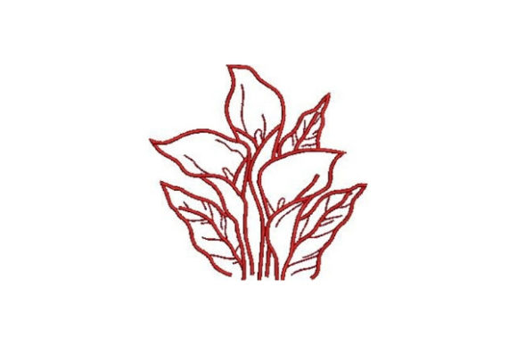 Redwork Flowers Lilies Embroidery Design